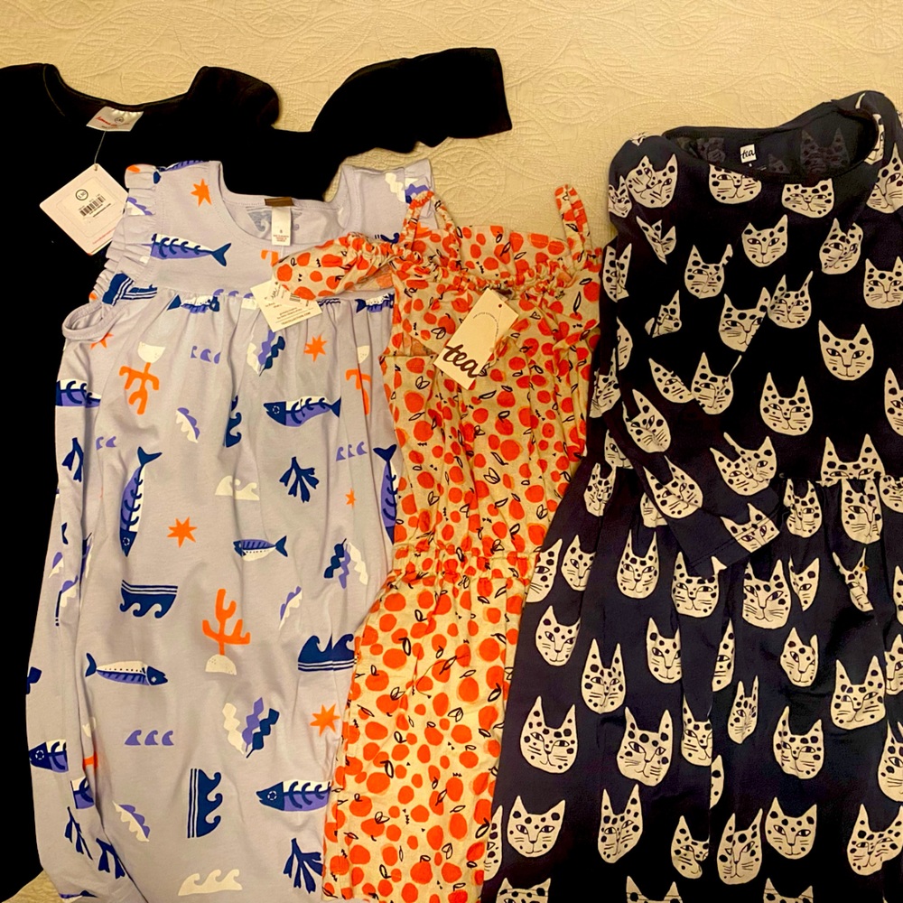 Lot of NWT Tea Collection/Hanna Andersson Dresses, sizes 7/8